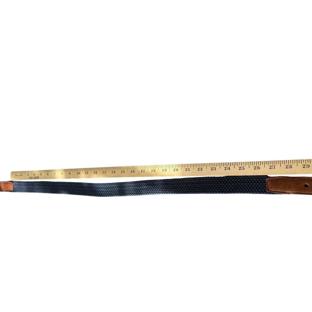 Torino USA Brown Heavy Full Grain Leather Blue Paracord Stretch Woven Belt‎ 38